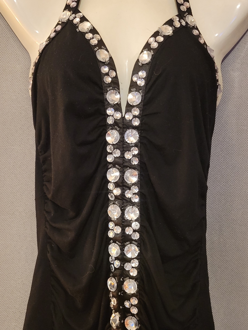 Body Central Black Halter Camisole with Large Crystal Trim